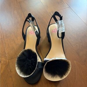 GB Girls Black Heels with Floral Accent